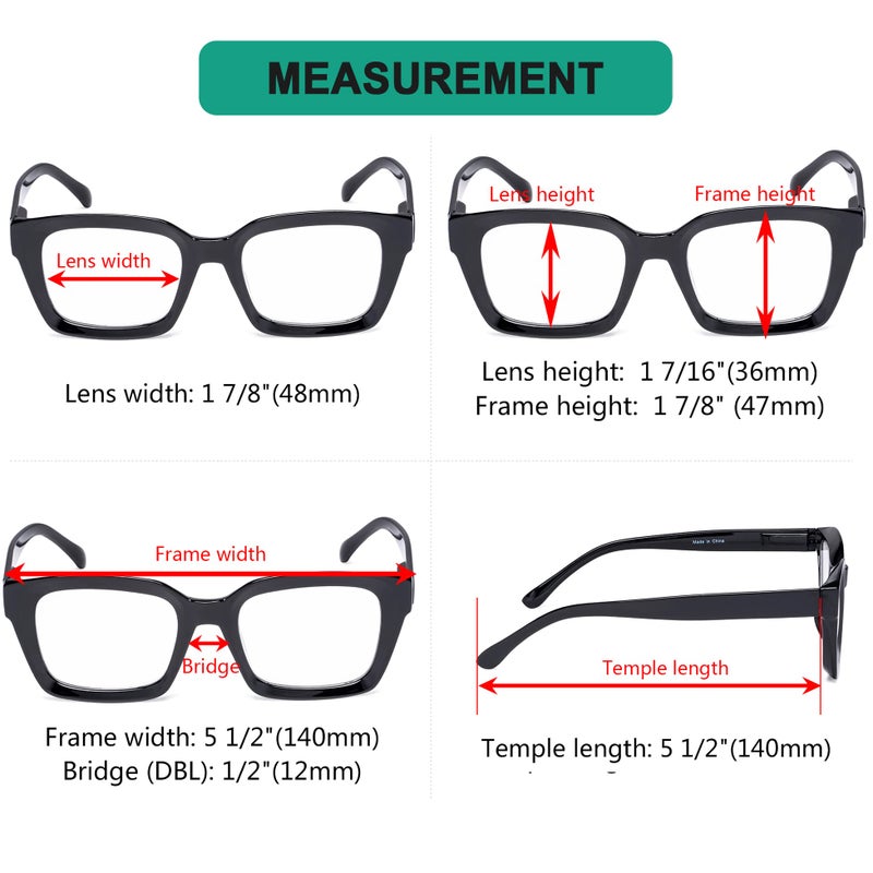 Eyekepper 4 Pack Ladies Reading Glasses - Oversized Square Design Readers for Women - Image 2